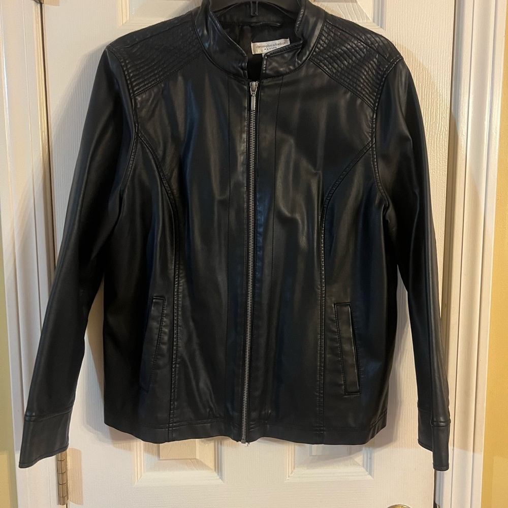 Christopher & Banks Faux Black Leather Jacket
